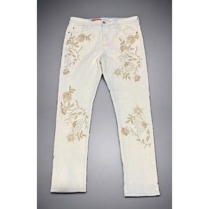 Anthropologie Womens Pilcro The Letterpress Embroidered Floral Jeans 33 Tall